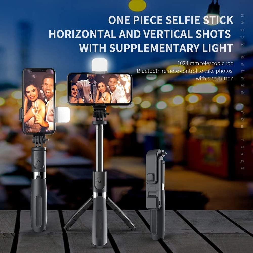 SnapSelf™ | Bluetooth Selfie Stick with Remote and Selfie Light | Multifunctional Tripod Stand