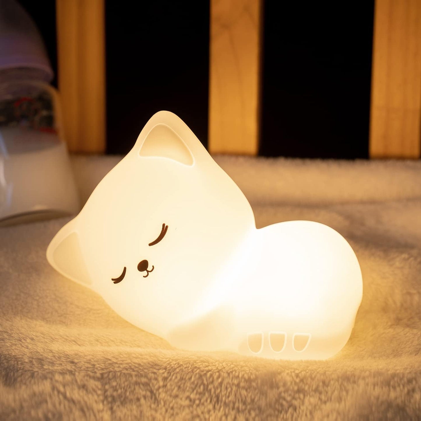 Silicone Sleeping Cat Rechargeable LED Night Lamp