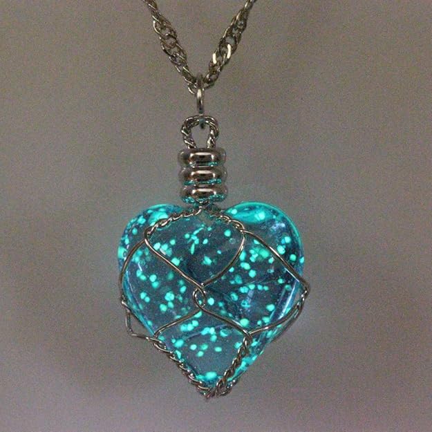 Lucky Charm | Crystal heart glowing neckace