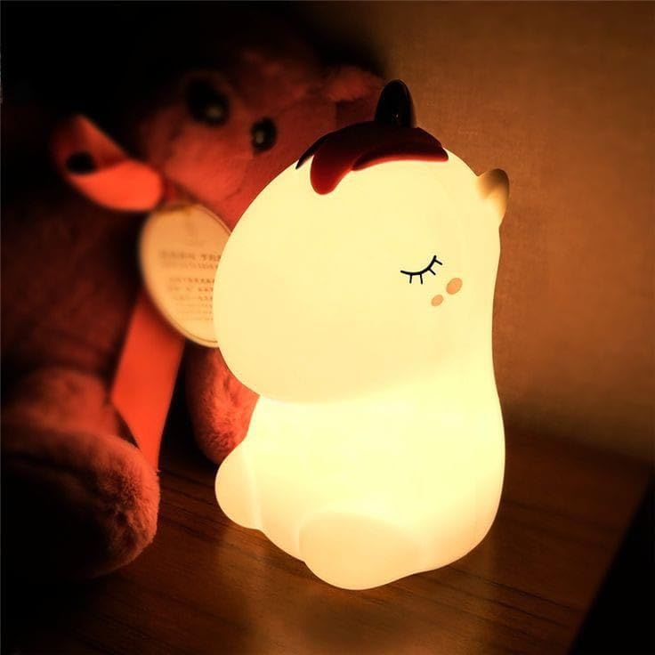 Silicone Unicorn Rechargeable LED Night Lamp with White Warm Light