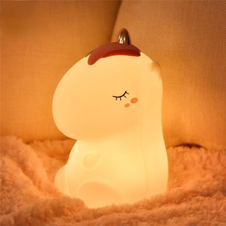 Silicone Unicorn Rechargeable LED Night Lamp with White Warm Light