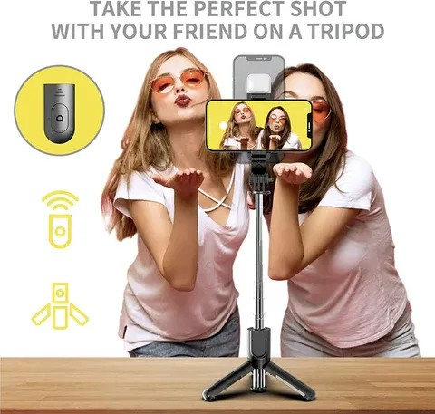 SnapSelf™ | Bluetooth Selfie Stick with Remote and Selfie Light | Multifunctional Tripod Stand